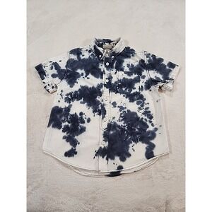 Toddler Mossimo Blue And Whitw Tropical  Tye Dyed Button Up Short Sleeve Size XS